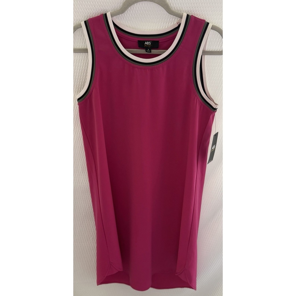 ABS by Allen Schwartz Fuchsia Trim Knit Stretch Tank Top Sleeveless Women S